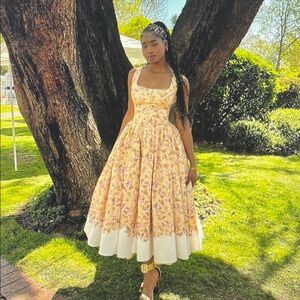 Pink A-Line Sundress for Wedding Guest with Scoop Neck